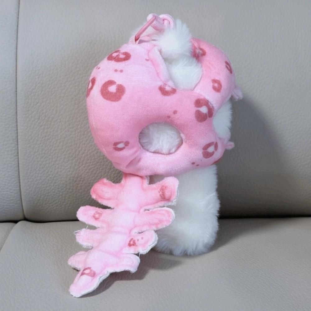 With Lanyard Dinosaur Skeleton Plush Pendant Grey / Pink Bone Design Quirky Bag Charm Safe Strap Soft Fabric Cotton Doll Clothes
