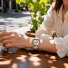 Elastic Quartz Bracelet Watch Stainless Steel Stretch Strap Watch Square Wristwatch  Women