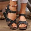 Fashion New Fashion Women's Wedge Heel Sandals Summer Thick Sole Non Slip Beach Shoes Woman Rivet Decor Chunky Platform Sandalias Mujer