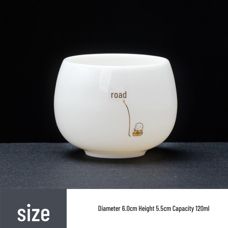 Mutton Fat White Porcelain Tea Tasting Cups, Set of 6 - Individual Ceramic Teacups with Gift Box