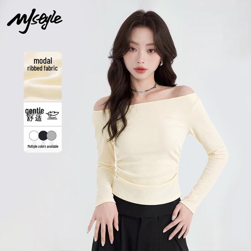 MJ Style One-Shoulder Long-Sleeve Slim-Fit T-Shirt L
