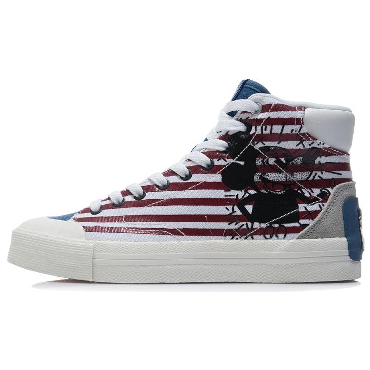 

Keith Haring X Li Ning Disney Skateboard Shoes Women s High top Standard White/Paradise Blue AECR062-1 35.5