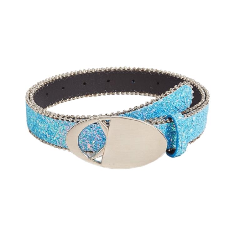 Girl Glittered Waist Belt Street Dance Jeans Belt Decorative Round Buckle