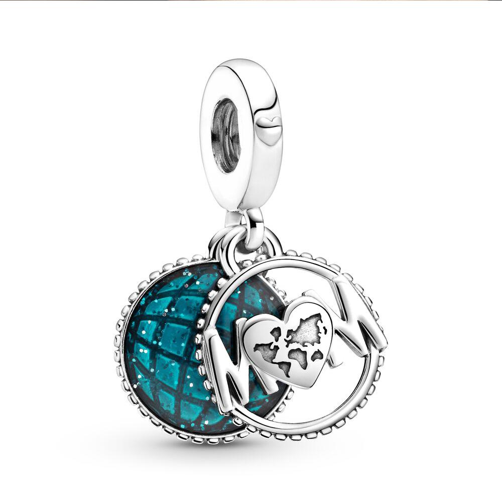 New  S925 Silver Camping Night Sky Heart Shape Pendants Fit For Couples Bracelet Nacklace Jewelry Gift DIY Making