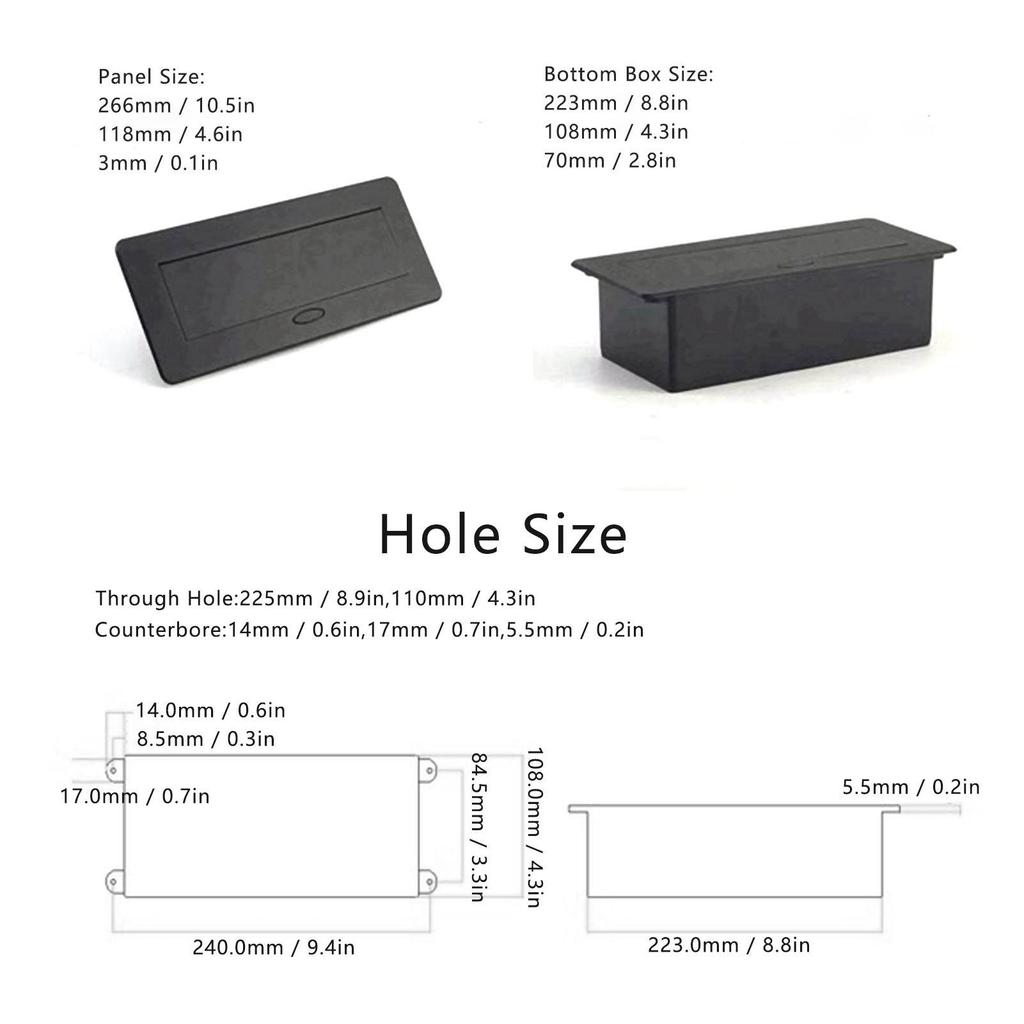 Desktop Popup Socket Desktop  Up Socket 2 X 3 Prong 2 X USB Ports Multifunctional Tabletop Popup Outlet for Home Hotel