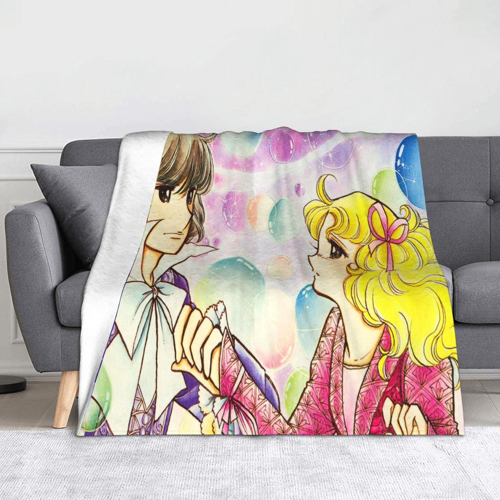 Anime Candy Candy Blankets Fleece All Season Kawaii Cute Girl Flowery Multi-function Thin Throw Blanket for Bed Office Quilt
