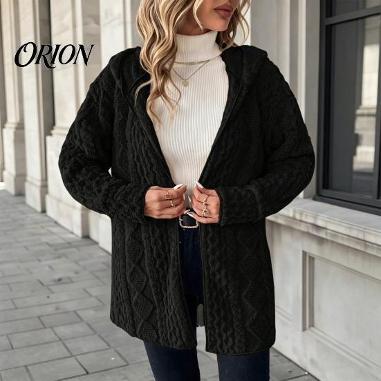 Warm Women Coat Hooded Fleece Jacket, Long Sleeve Zip-Up Casual Comfortable Fall Apparel Coat, Solid Color Thermal Outerwear for Winter Jacket
