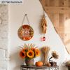 2D Flat Jesus Fall Aluminium Sign with Bow & Cross Pattern - Thanksgiving Figurine Ornaments - Ideal for Front Door, Wall, Porch, Fence Decor - Ideal