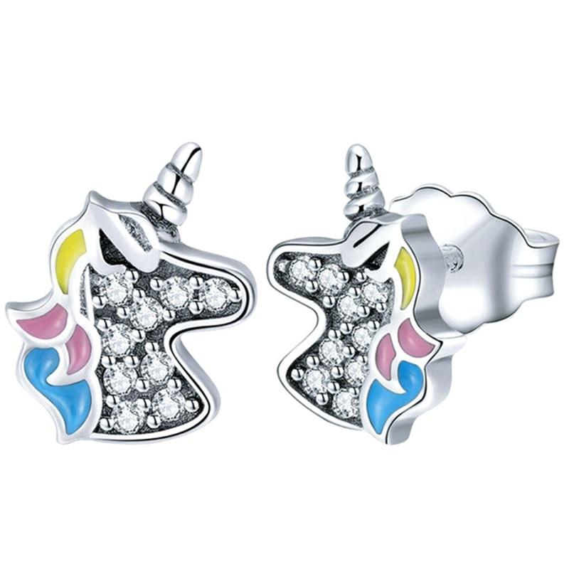 

Carofeez 2024 Fashion Rhinestones Zircon Earrings for Women Accessories Wedding Jewelry Gift Cute Unicorn Animal Stud Earrings