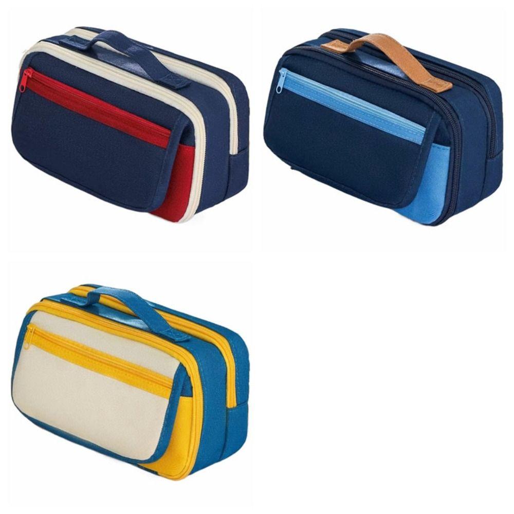 Multi Layer Pencil Case Zipper Stationery Storage Bag Simple Pencil Pouch  Kids Children