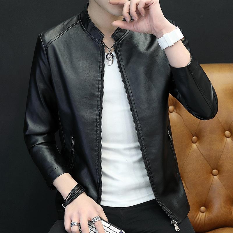 

Весна и осень Новая мужская кожаная повседневная модная трендовая куртка из искусственной кожи для мотоцикла 4XL