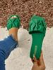 Women's Plus Size 2025 Summer Casual One-Strap Pleated Flat Slippers - Fashionable & Comfortable