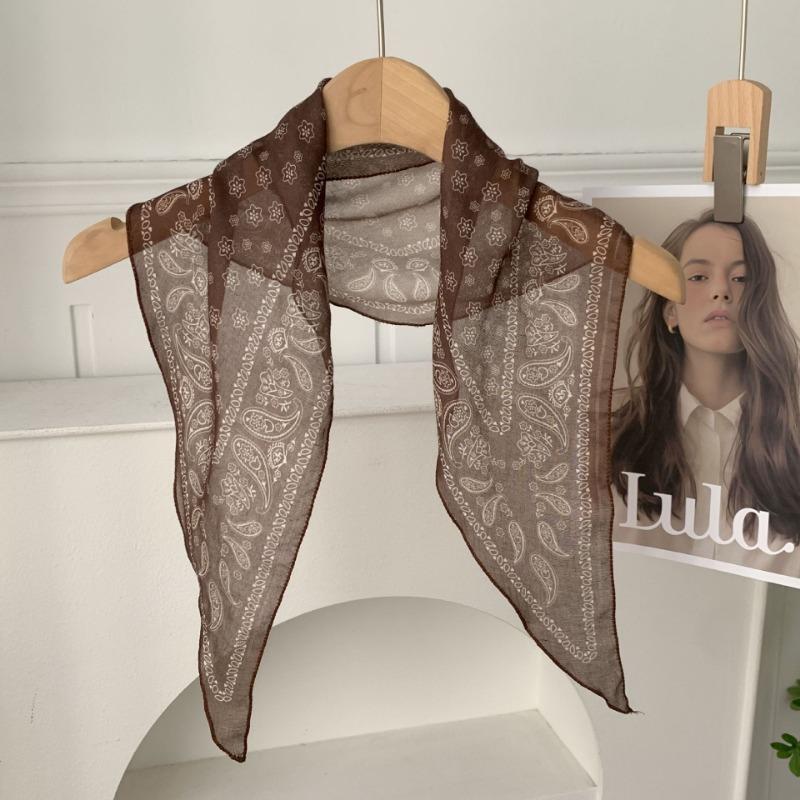 Cashew Flower Silk Scarf, Scarf, New Retro Headscarf, Headband, Jeans, Waist Accessories, Triangular Scarf, Waist Fart Curtain.