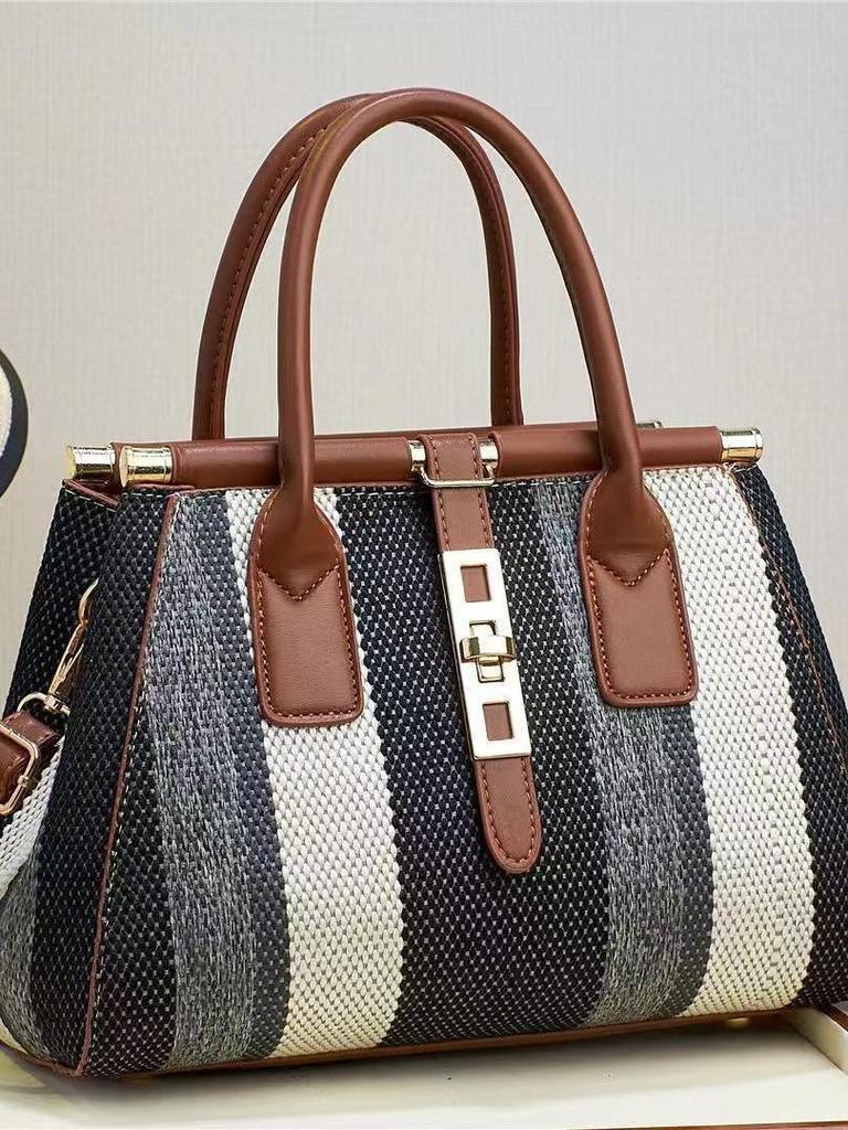 2024 Plaid Color-Block Women's Crossbody Handbag - Imitation Woven, Large Capacity, Fashion Forward