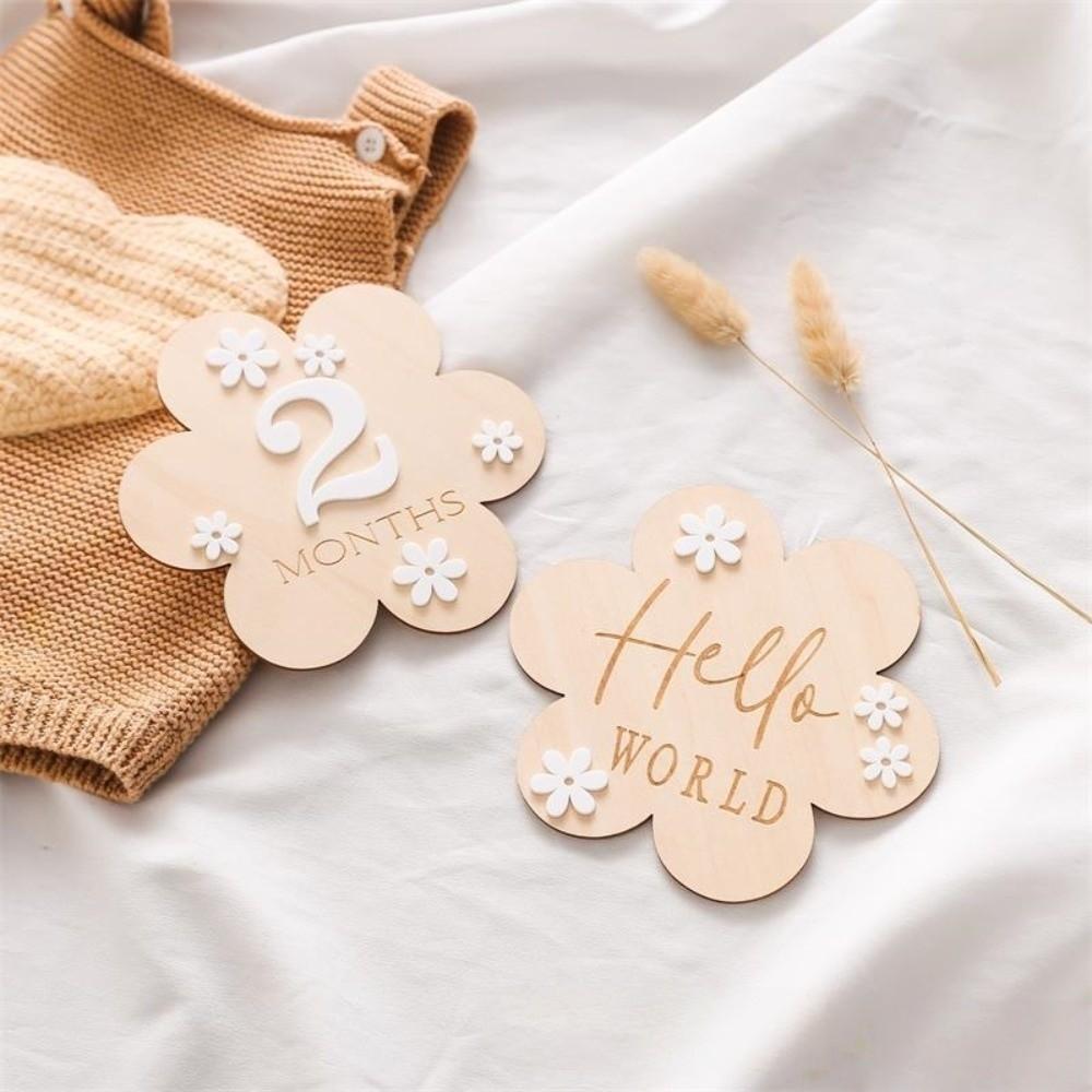 Wooden Newborn Growth Commemorative Card Infant Birth Month Recording Card  Photography Accessories