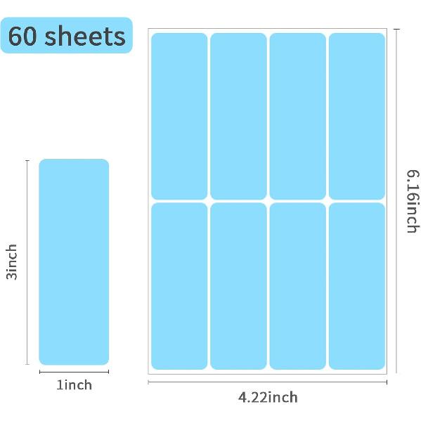 480 Pcs Removable Colored Label Sticker, 3 x 1 Inch Blank Rectangle File Folder Labels Self Adhesive for Inventory Office Containers (Color)