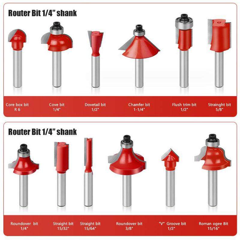 1/4 Zoll Schaft Trimmen Gerade Fräser Bits Set Für Holzbearbeitung Wolfram Hartmetall Schneiden Mühlen