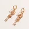 1 Pair Fashion Snowflake Zirconia Tassel Dangle Earrings for Women Golden Earring Jewelry Wedding Party Accessories