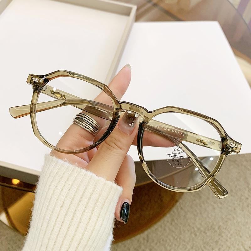 

Оправа очков Anti-Blue Light Cold Brown, литературные и артистические мужчины и женщины с большими и тонкими лицами, простое лицо можно сочетать с близорукостью оливковое зеленый