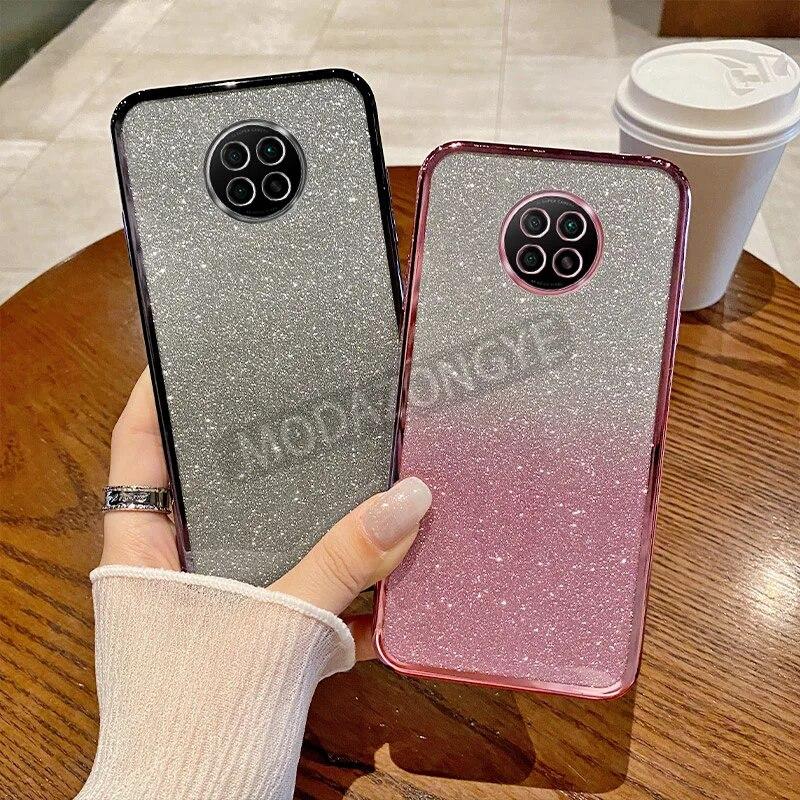 

Для Redmi Note 9T чехол с гальваническим покрытием, мягкий блестящий чехол из ТПУ для сотового телефона Redmi Note 9T, чехол для телефона для девочек и женщин