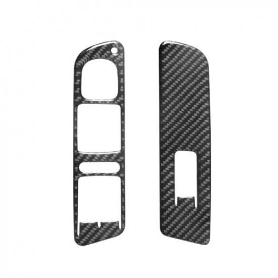 2Pcs For Volkswagen Tiguan Carbon Fiber Interior Front Door Control Cover Trim