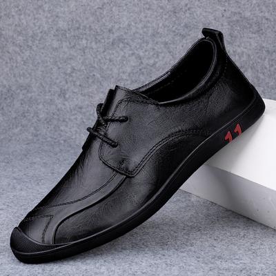 Men Casual Leather Shoes Lace Up Oxfords Handmade Black Oxfords Flat Men Offce Work Shoe Business Casual Sneakers Men Shoes
