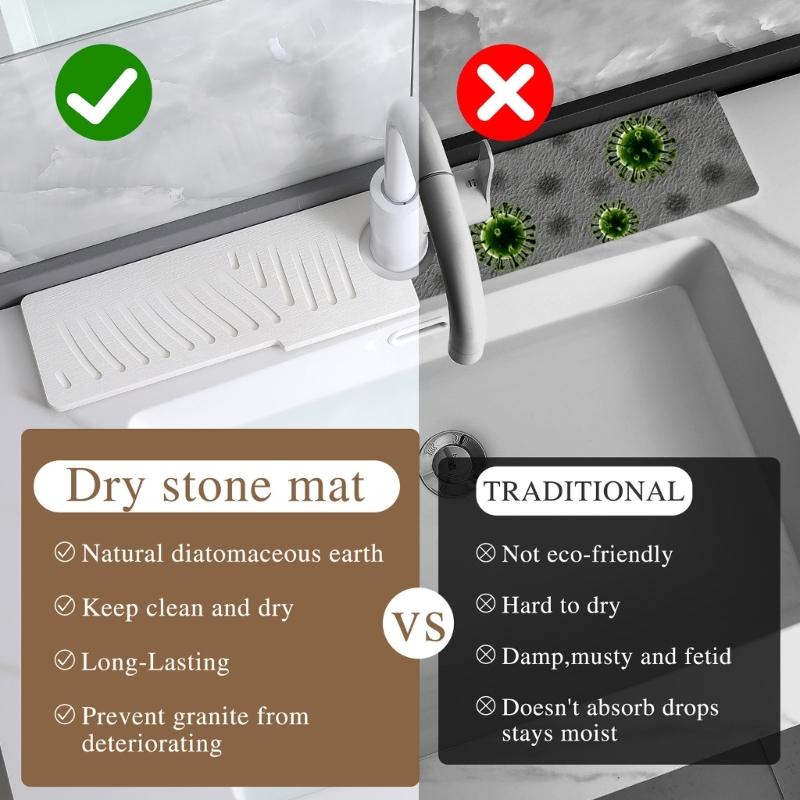 Sink Drip Catcher Mats Silicones Faucet Base Pad With Sloped Water Channel for Kitchen and Bathroom Countertops