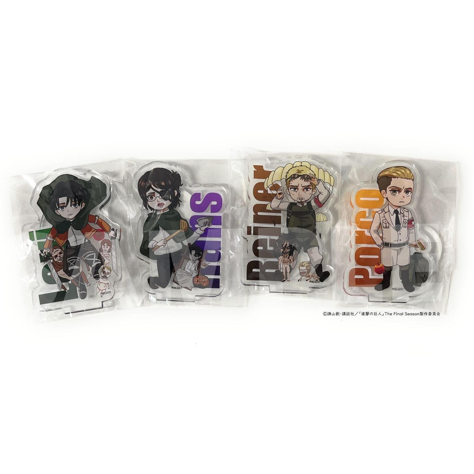 Used Attack on Titan Acrylic Stand Type B Set (Liner Hanji Levi Porco)