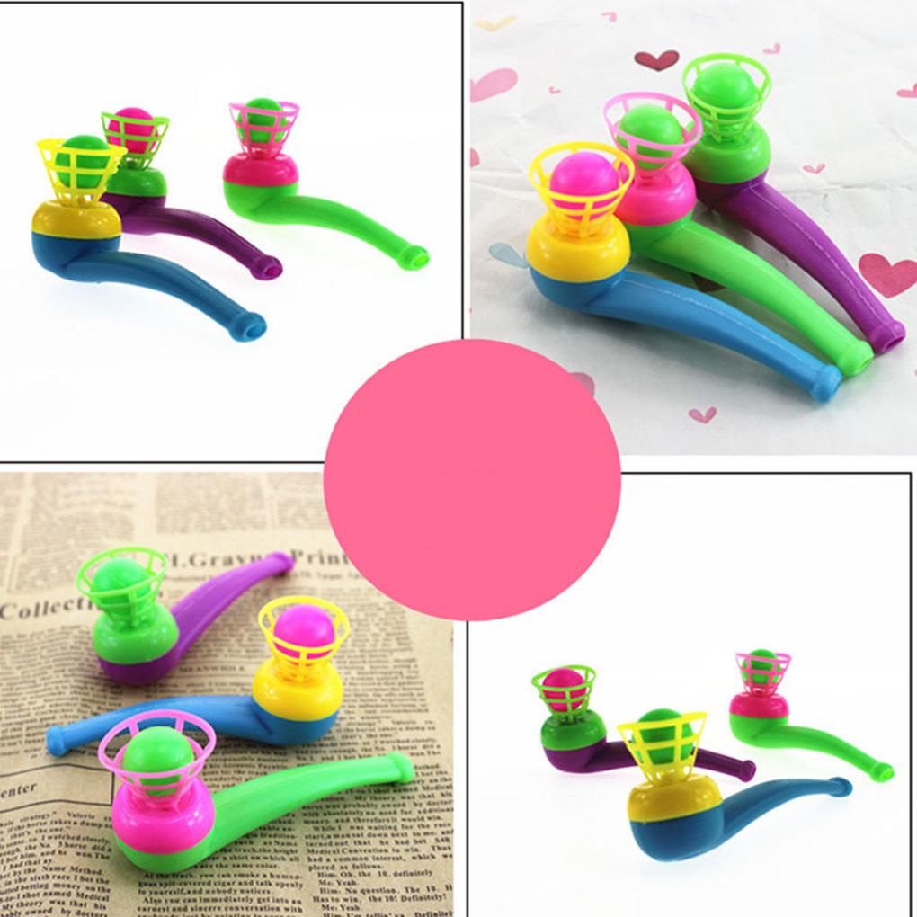 10PCS Children Toys Blow Pipe & Balls Kid  Blowing Toys Gift Plastic Pipe Balls Toy