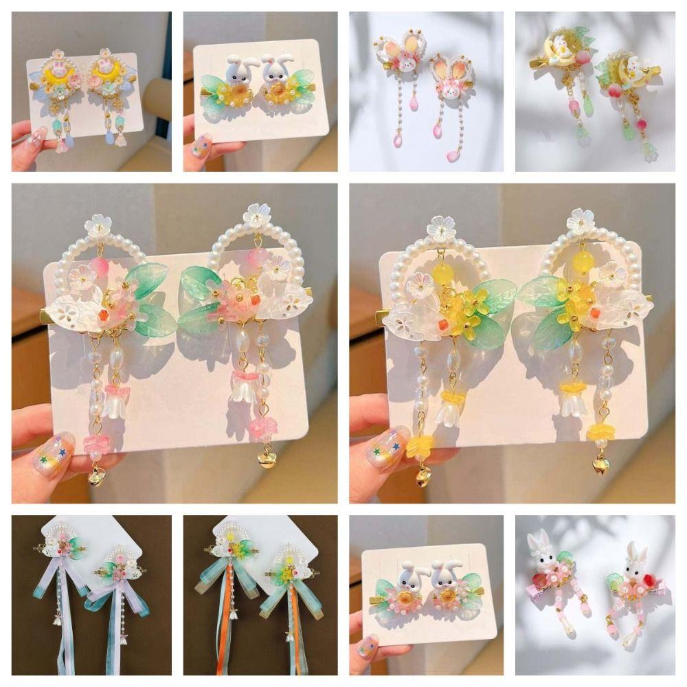 1 Pair Long Ribbon Hanfu Hair Clip Flowing Tassel Ribbon Bows Hairpin Hanfu Dress Up