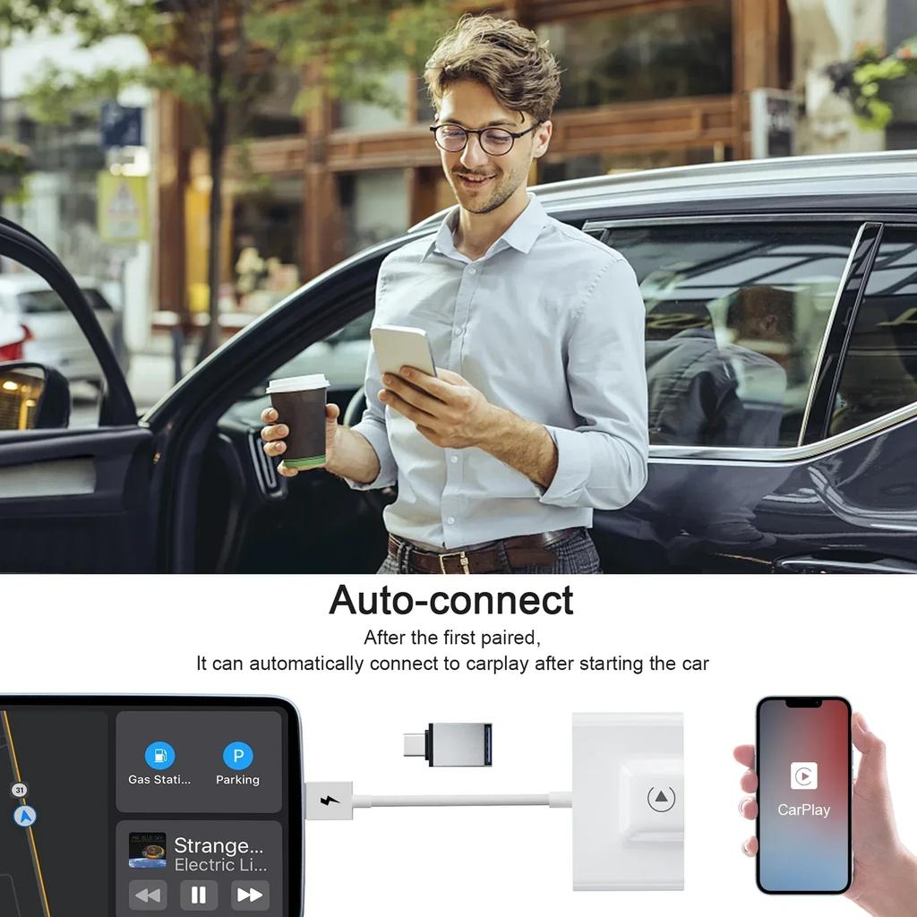 Bezdrátový adaptér CarPlay pro iPhone Bezdrátový adaptér do auta do auta, Apple Wireless Carplay Dongle, Online aktualizace Plug Play 5GHz WiFi