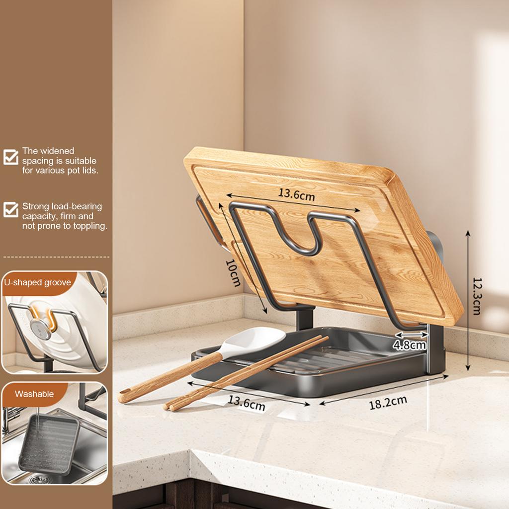 Double Layer Pot Lid Rack Non-slip Draining Pot Lid Organizer Large Capacity Draining Kitchen Storage Rack Cutting Board Holder