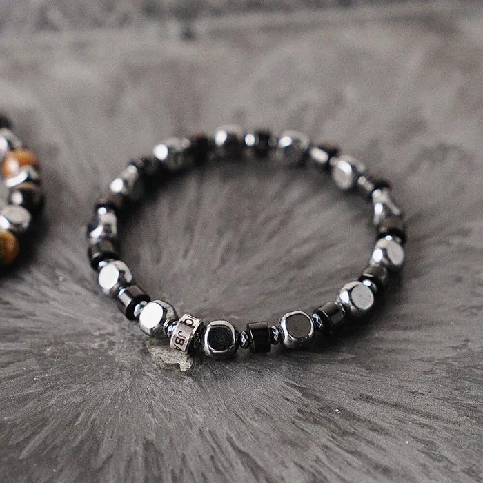 Black Rondel Point Tri-Hematite Bracelet (C2503AC1274_BK)