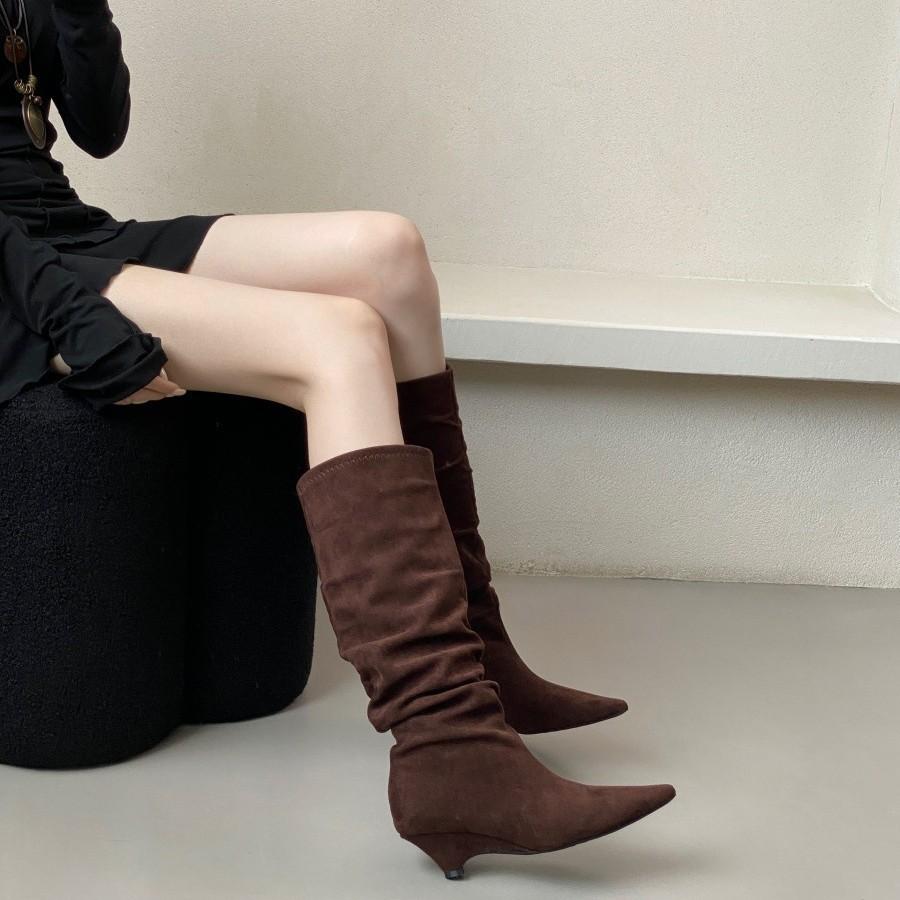 Inner heightening pointed summer western cowboy boots women's boots 2025 new spring and autumn stacking boots knight boots