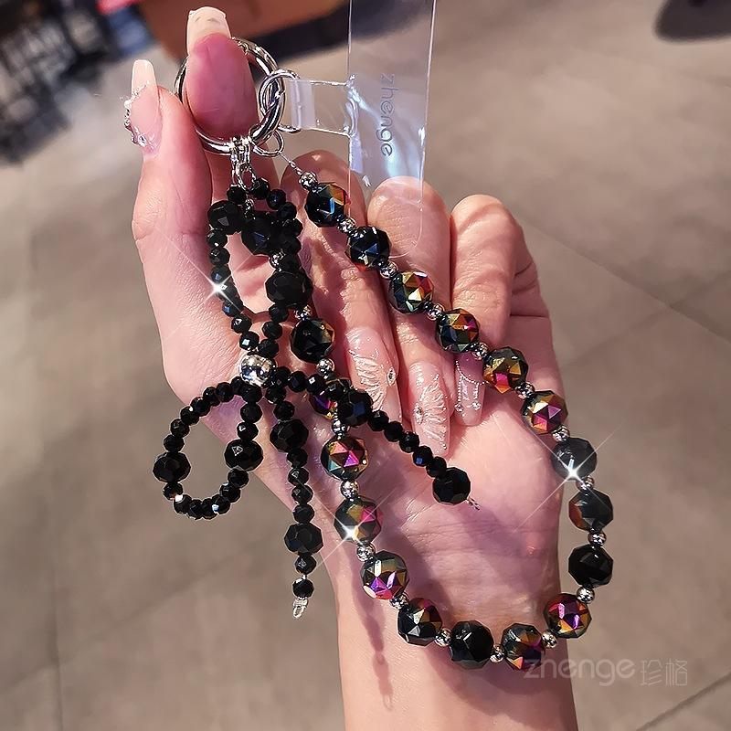 

Premium Crystal Phone Charm, Instagram Style Luxury Wristlet Lanyard for Women, Short Beaded Phone Strap, Elegant Phone Case Accessory