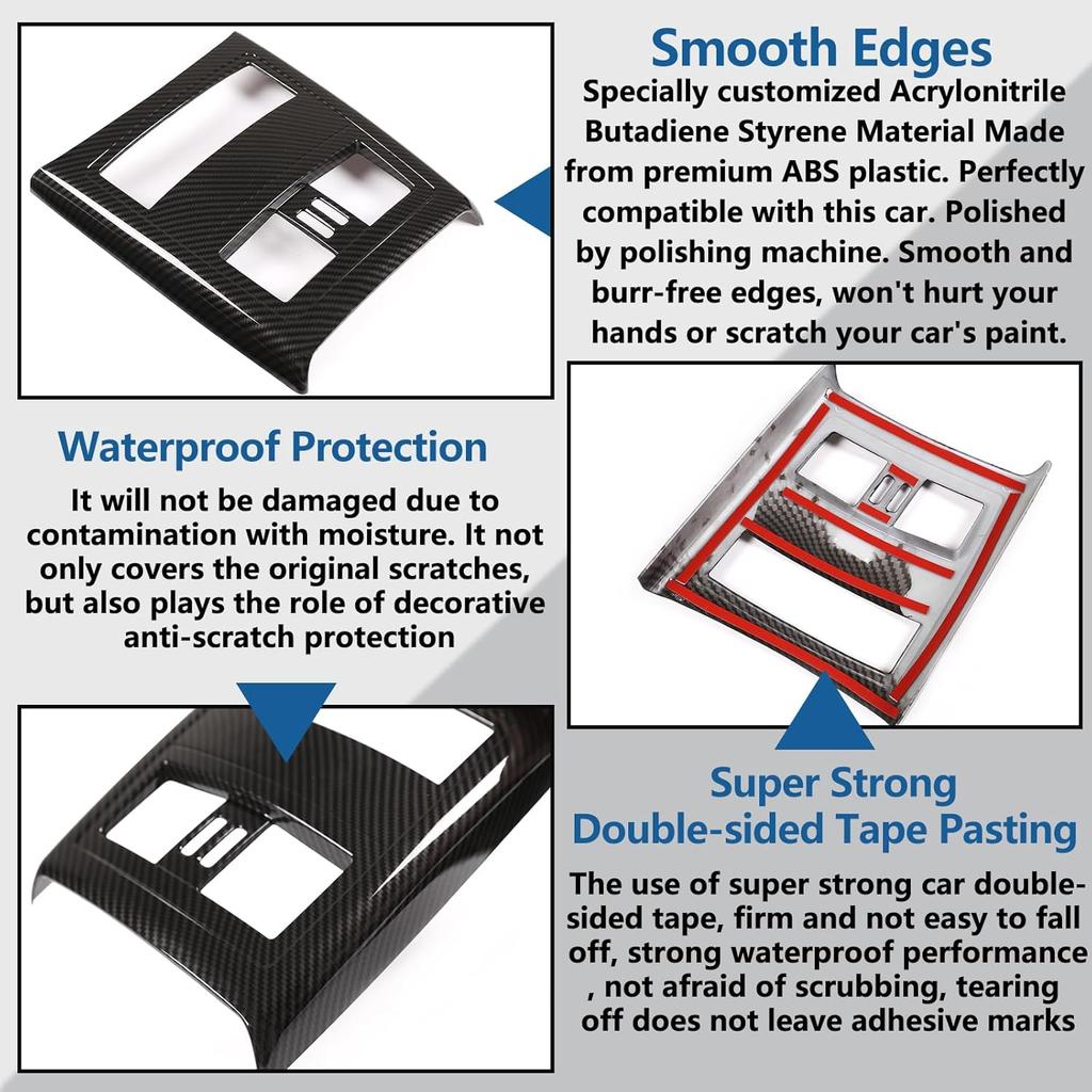Hinterer Lüftungsgitter-Auslasspanel-Zierleiste Kompatibel mit BMW 3er E90 E91 2005-2012, ABS Hinterer Luftauslass-Panel Anti-Kratzschutz Rahmenabdeckung