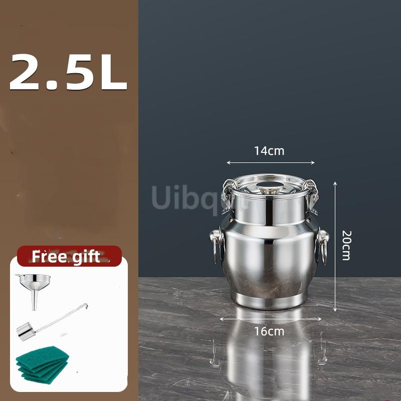 Stainless Steel Sealed Tank Large Capacity Rice Oil Wine Barrel Tea Can Milk Bucket Edible Oil Barrel Wine Jar Sealed Tank