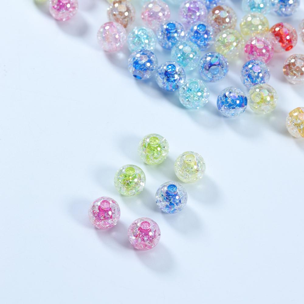 100Pcs Acrylic Beads For Jewelry Bracelet Making 8 10mm Light Color Loose Round Beads DIY Necklace Supplies Finding Wholesale