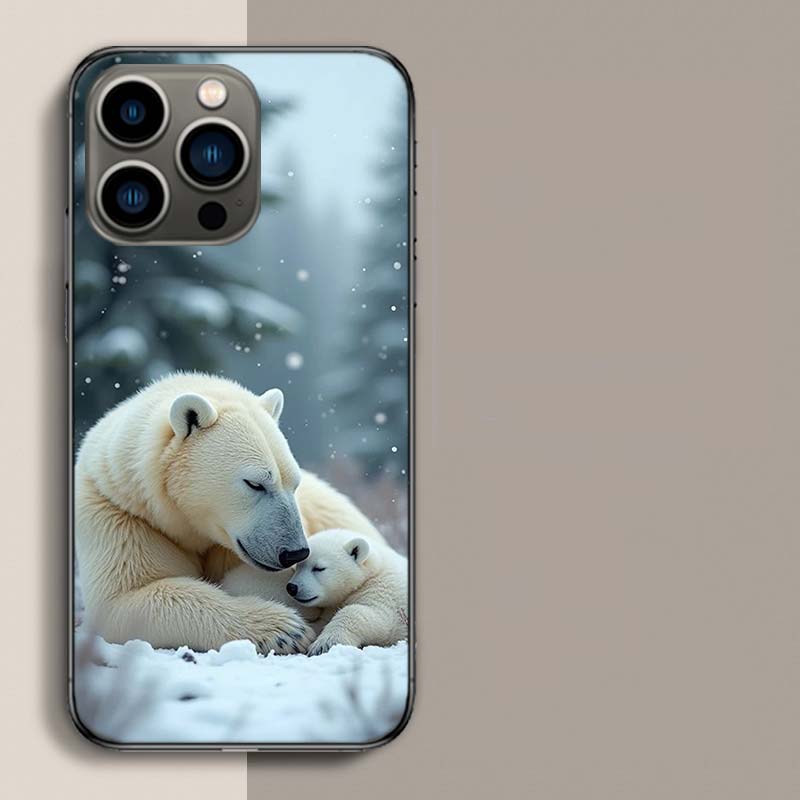 

Polar Bear and its Child Under the Aurora Phone Case For Iphone 17 Air 15 Pro 14 Plus 16 Pro Max 12 13 Mini 11 16E X XS Cover Cu iPhone 13