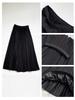 Korean Style Pleated A-Line Skirt for Women, High Waist, Slimming, Plus Size, Medium Long, Apricot - Autumn/Winter.