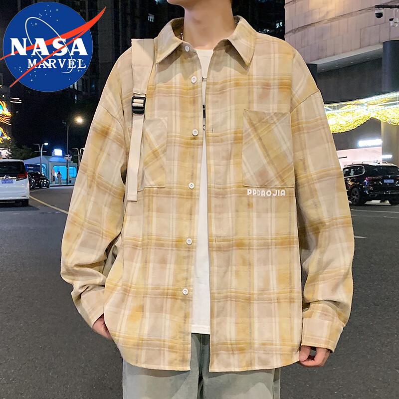 

NASA MARVEL Men s Plaid Long Sleeve Shirt L