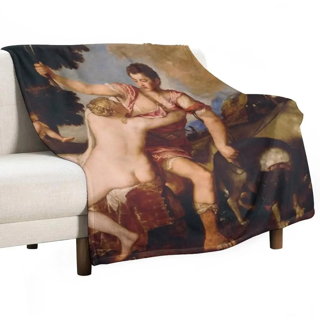 Titian Venus And Adonis Throw Blanket Warm Accent Blanket for Living Room Decoration