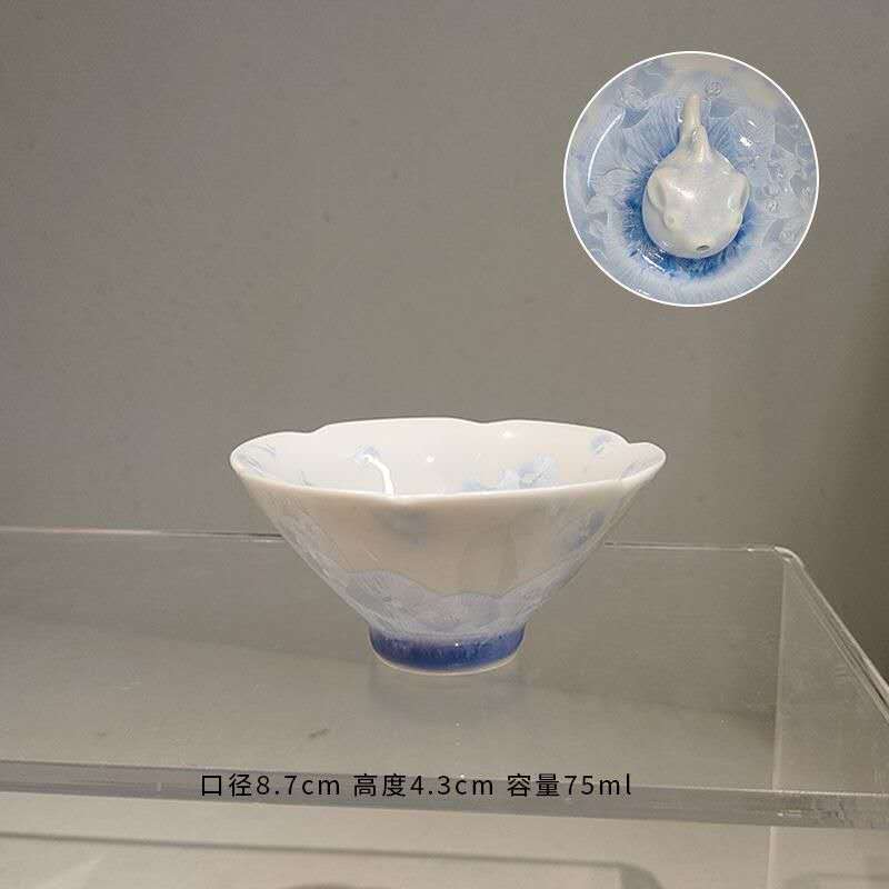 

Teacup Cartoon Fish Under Bottom Spit Bubble With Hot Water Funny Tea Cups Ceramic Mug Procelain Water Cup 75-110ml