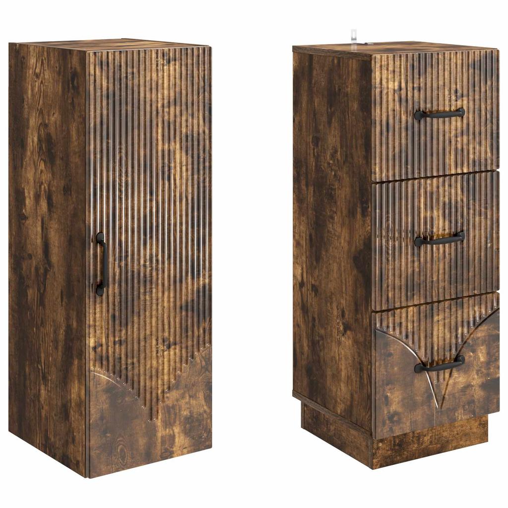 2 Piece Cabinet Set Smoked Oak 33 x 34.5 x 87 cm
