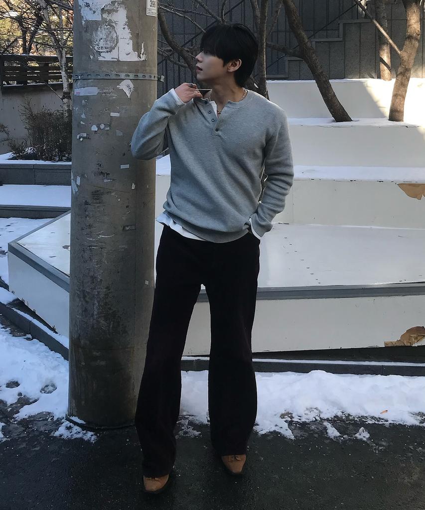 MINDBRIDGE [On] Hazzi Knit Henley Neck Semi-Oversized Daily Knit - 4 Colors