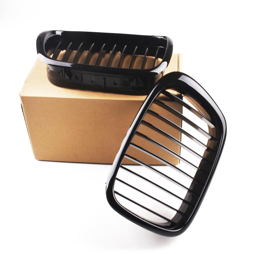 2PCS Front Center Matte Black Wide Kidney Hood Grille Grill For BMW E39 525 528 530 535 M5 1997 1998 1999 2000 2001 2002