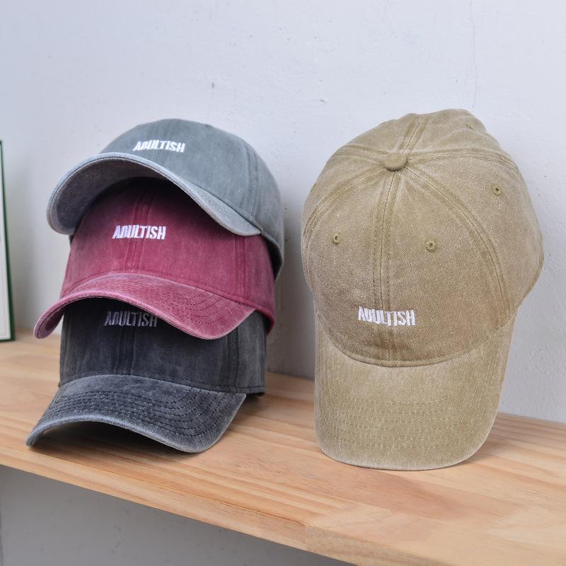 Washed Solid Color Embroidered Baseball Cap Spring and Summer American Retro Old Baseball Cap Men