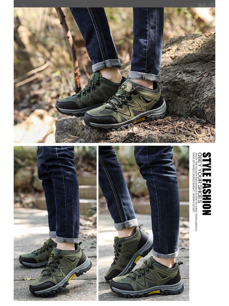 2024 Men's Waterproof Non-slip Hiking Shoes: All-Season Low-Cut Trekking Footwear