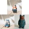 Wooden Cat Sculpture Creative Home Office Desk Ornament For Gifts And Decor