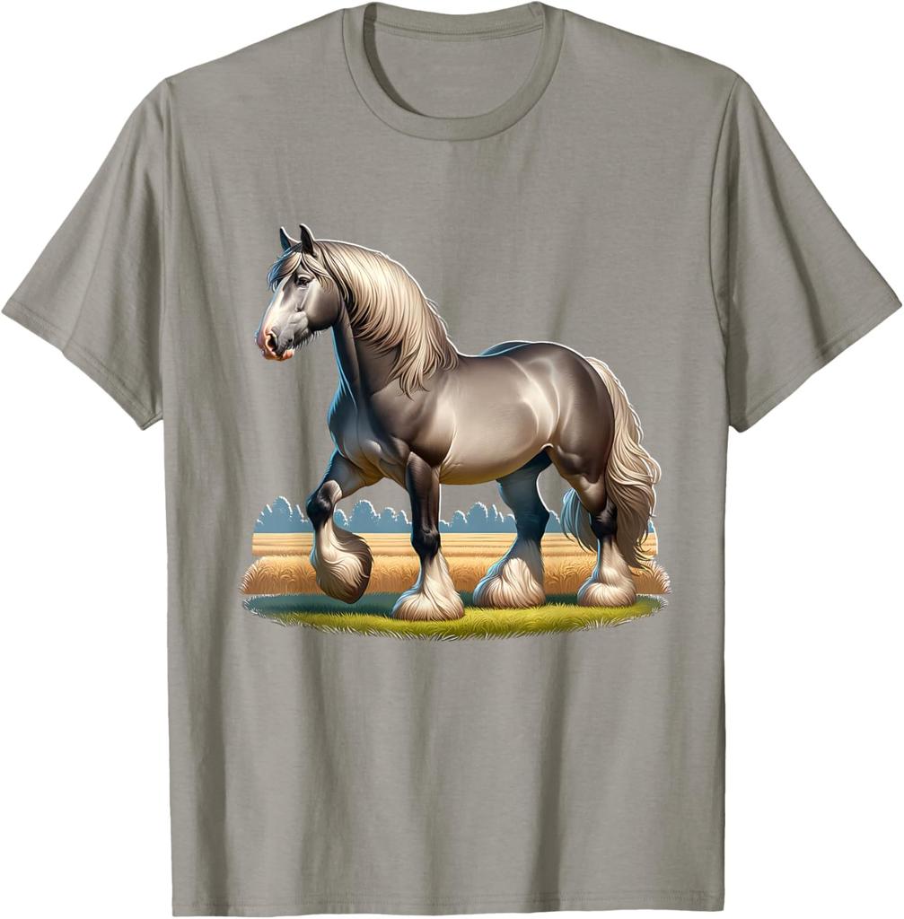 Majestic Belgian Draft Horse Graphic Print Men's Casual Cotton T-Shirt Trip Wear
